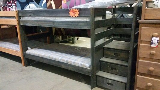 Twin- Twin Staircase Bed (Black)