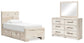 Lawroy Twin Panel Bed with Mirrored Dresser