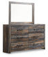 Drystan Queen Panel Bed with Mirrored Dresser and Nightstand