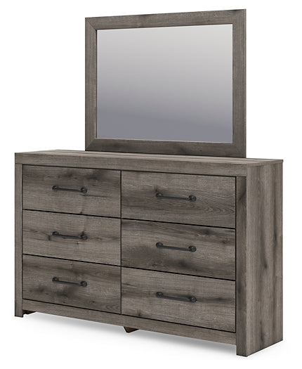 Graystorm Full Panel Bed with Storage with Mirrored Dresser and Nightstand