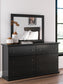 Maribel King Panel Bed with Mirrored Dresser and Nightstand