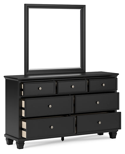 Lanolee King Panel Storage Bed, Dresser and Mirror