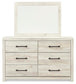 Cambeck King Panel Bed with 2 Storage Drawers with Mirrored Dresser, Chest and Nightstand