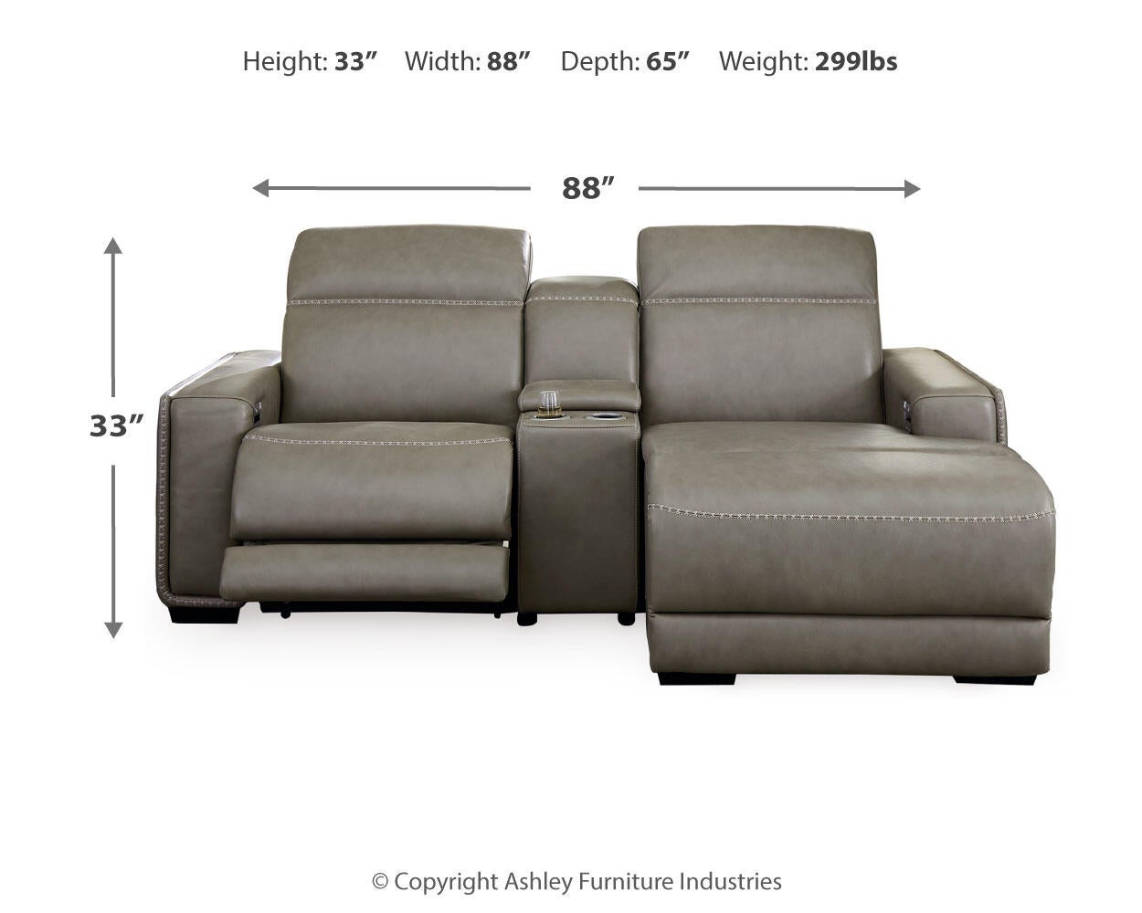 Correze 3-Piece Power Reclining Sectional with Chaise