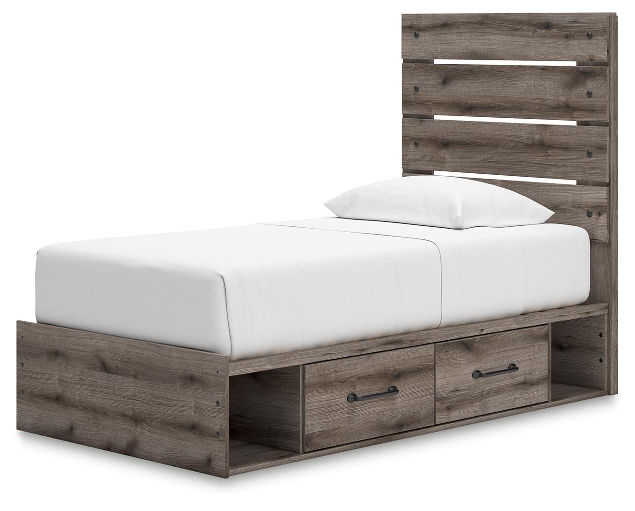 Urbanoore Twin Panel Bed with Storage, Dresser and Mirror
