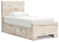Lawroy Twin Panel Bed with Storage, Dresser, Mirror and Nightstand