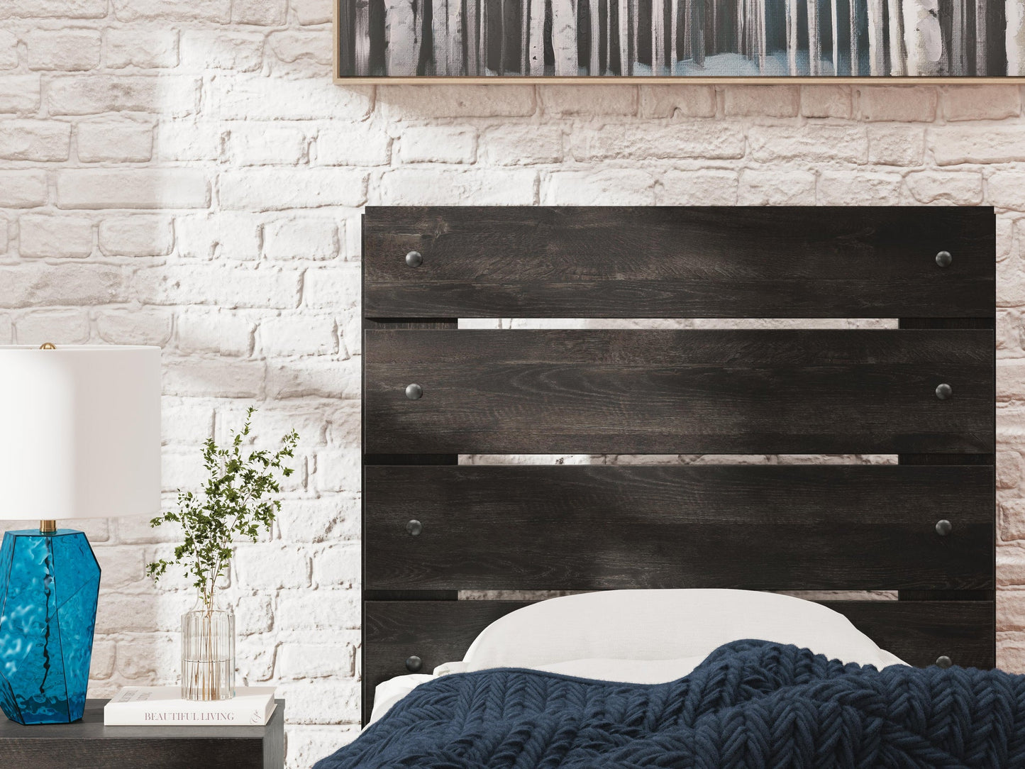 Delmorta Full Panel Bed with Storage, Dresser, Mirror, Chest and Nightstand