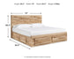 Hyanna King Panel Storage Bed with 2 Under Bed Storage Drawers, Dresser and Mirror