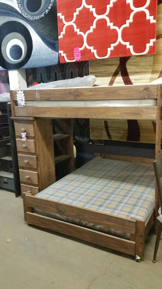 Twin- Full Loft Bed with Chest & Shelf