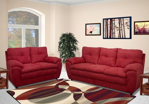 Emily Collection Burgundy Sofa and Loveseat