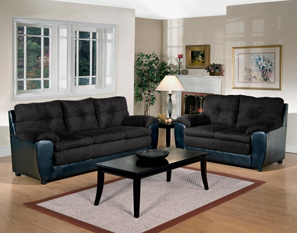 Mia Collection Black Sofa and Loveseat