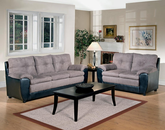 Mia Collection Pewter/Black Sofa and Loveseat