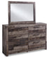 Derekson King Panel Headboard with Mirrored Dresser, Chest and Nightstand