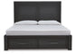 Foyland King Panel Storage Bed with Mirrored Dresser, Chest and Nightstand