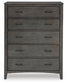 Montillan Queen Panel Bed with Mirrored Dresser, Chest and Nightstand